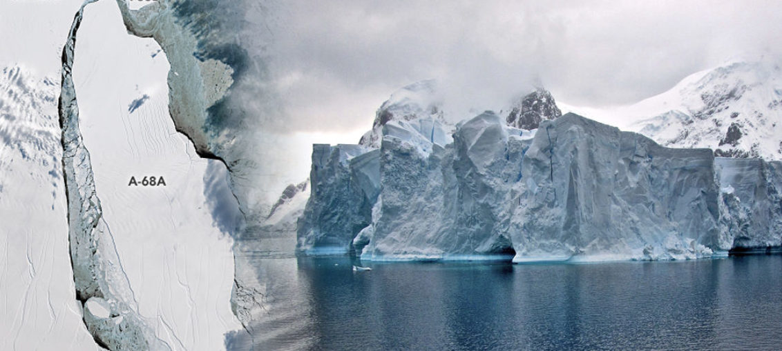 Iceberg, rumbo a colisionar con banquisa antártica